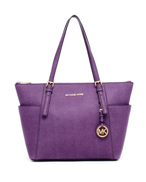 michael kors jet set zip tote purple|Michael Kors large open tote.